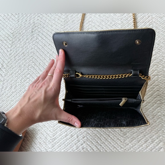 Kurt Geiger The Extra Mini Kensington Quilted Gold Metallic Leather Purse - Picture 11 of 12